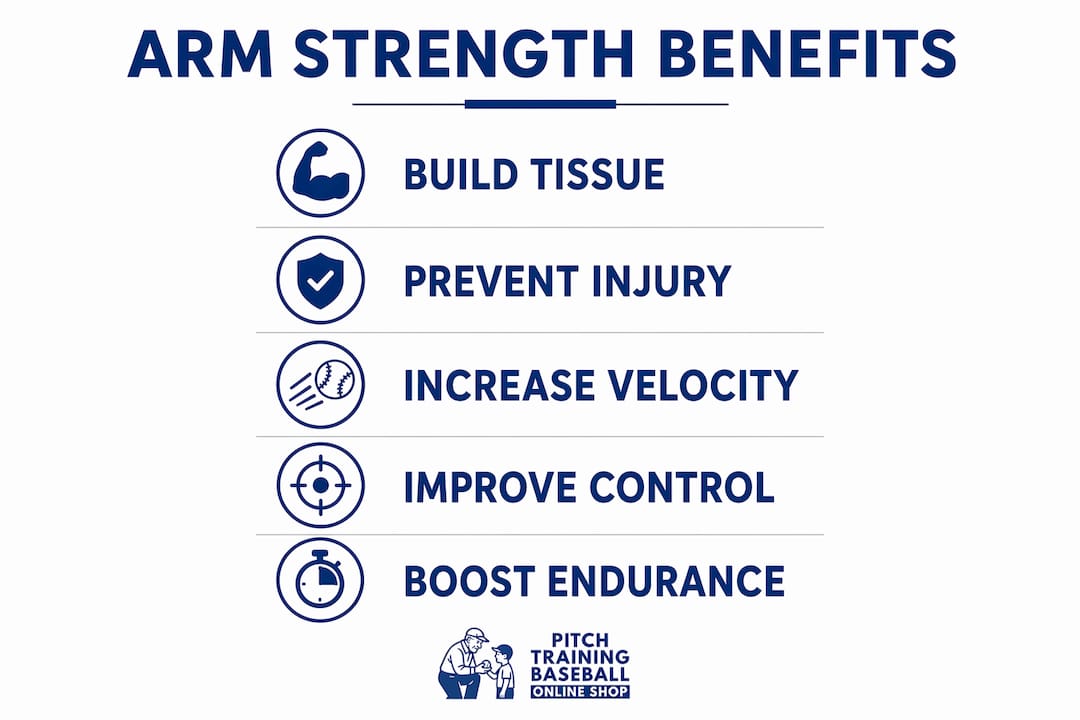 Infographic showing benefits of arm strength training for pitchers