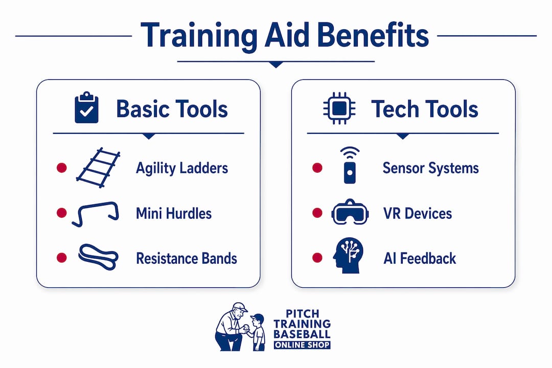 Infographic comparing basic and tech training aids benefits
