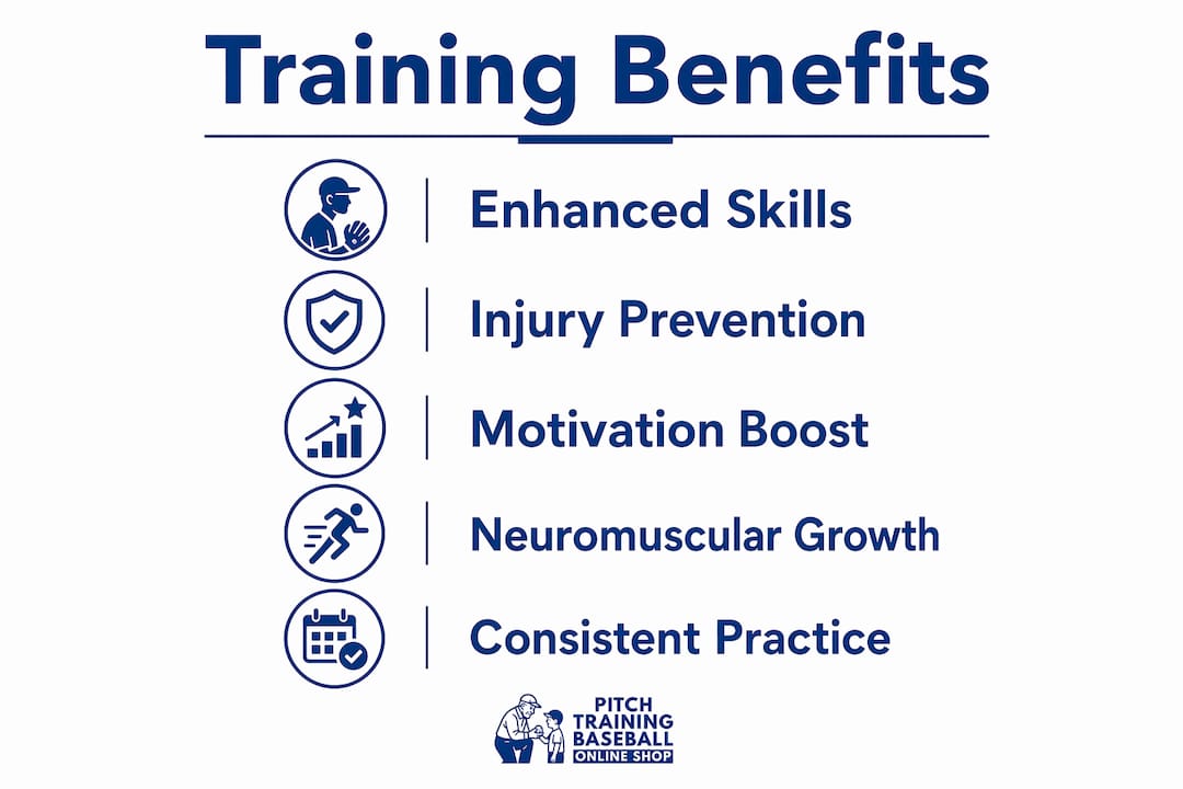 Infographic showing key benefits of youth sports training equipment