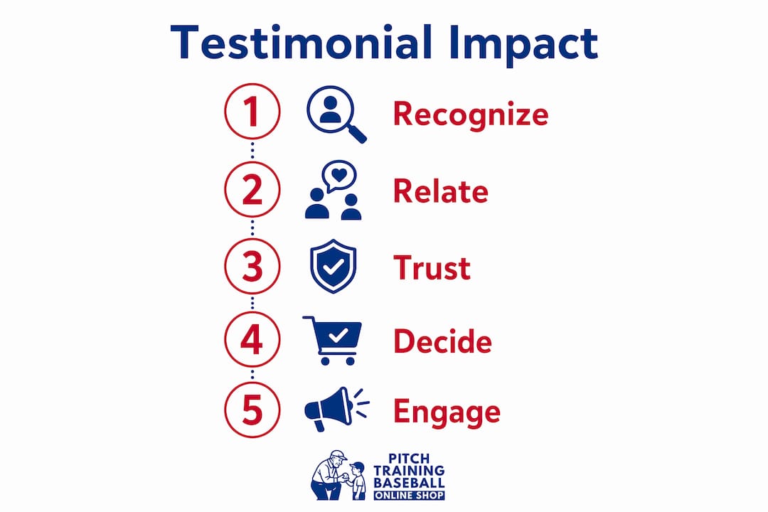 Infographic illustrating testimonial impact steps