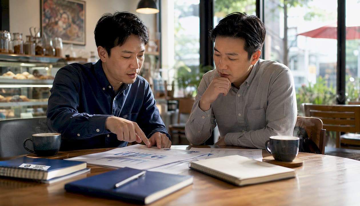 Two professionals discussing career resilience strategies