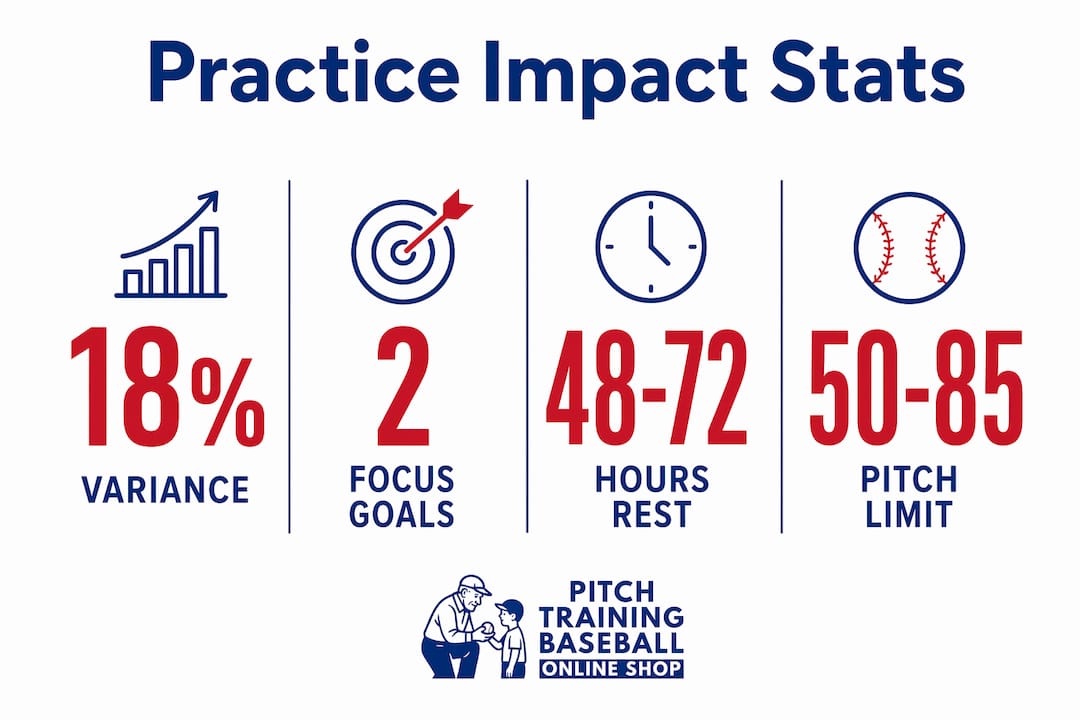 Infographic displaying key statistics on pitching practice effectiveness