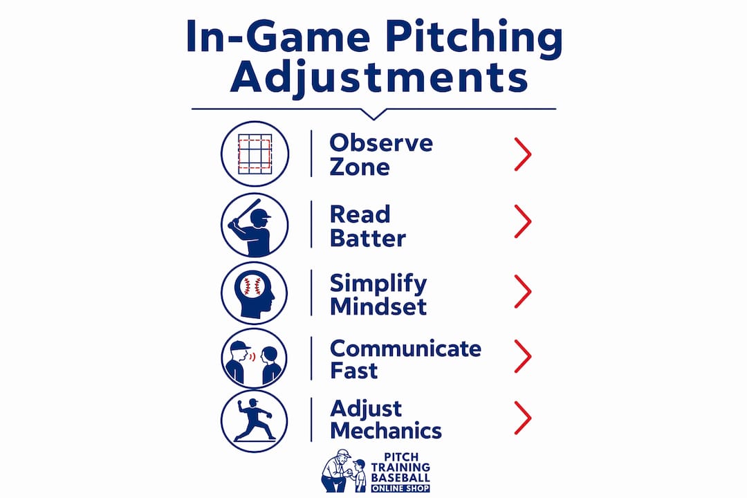 Infographic showing steps of pitching adjustment process