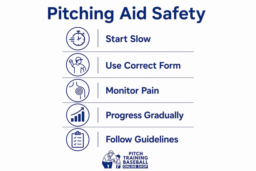 Infographic showing safe use steps for pitching aids