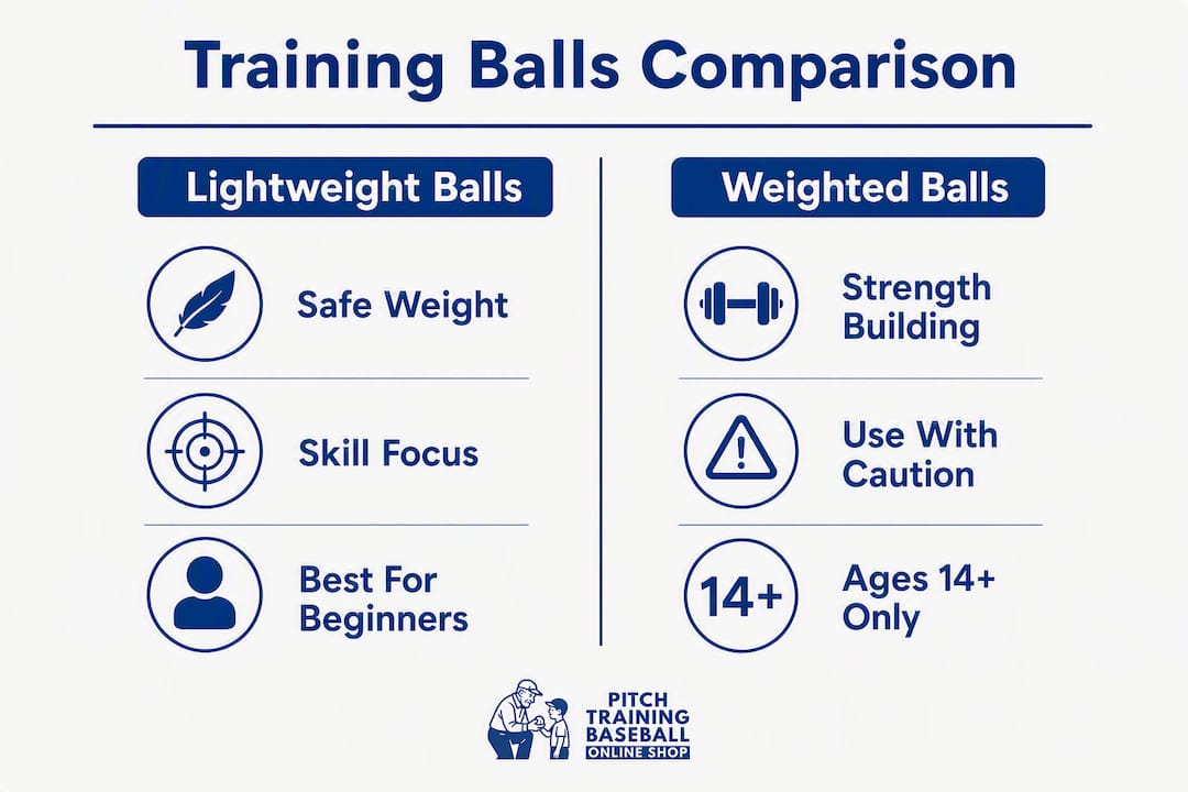 Infographic comparing lightweight vs weighted training balls