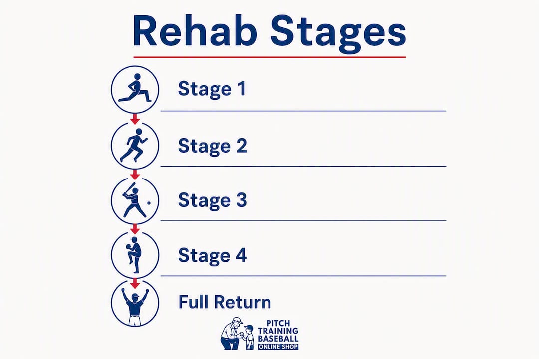 Infographic showing rehab stages for pitchers