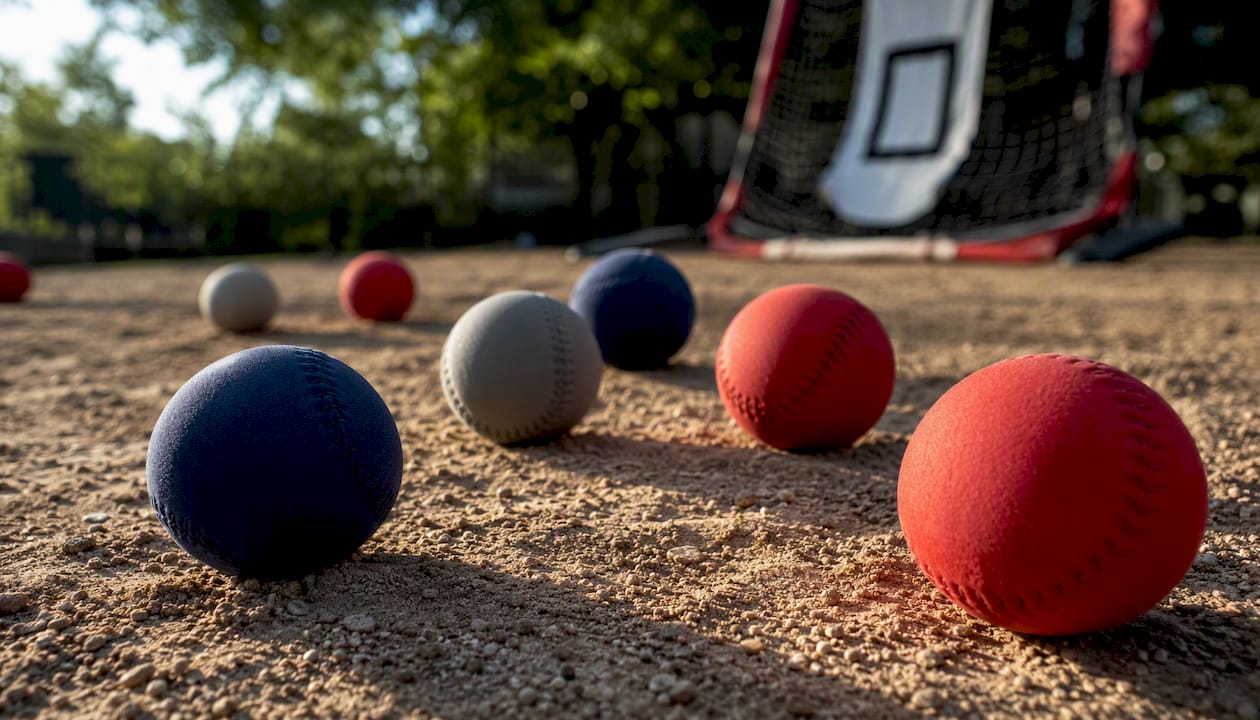 Plyometric soft weighted baseballs on turf