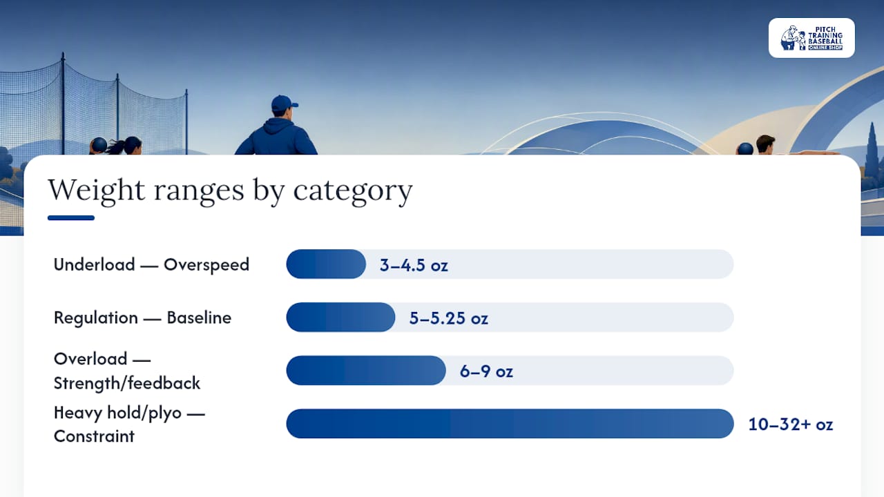 Diagram of weighted throwing ball categories and uses