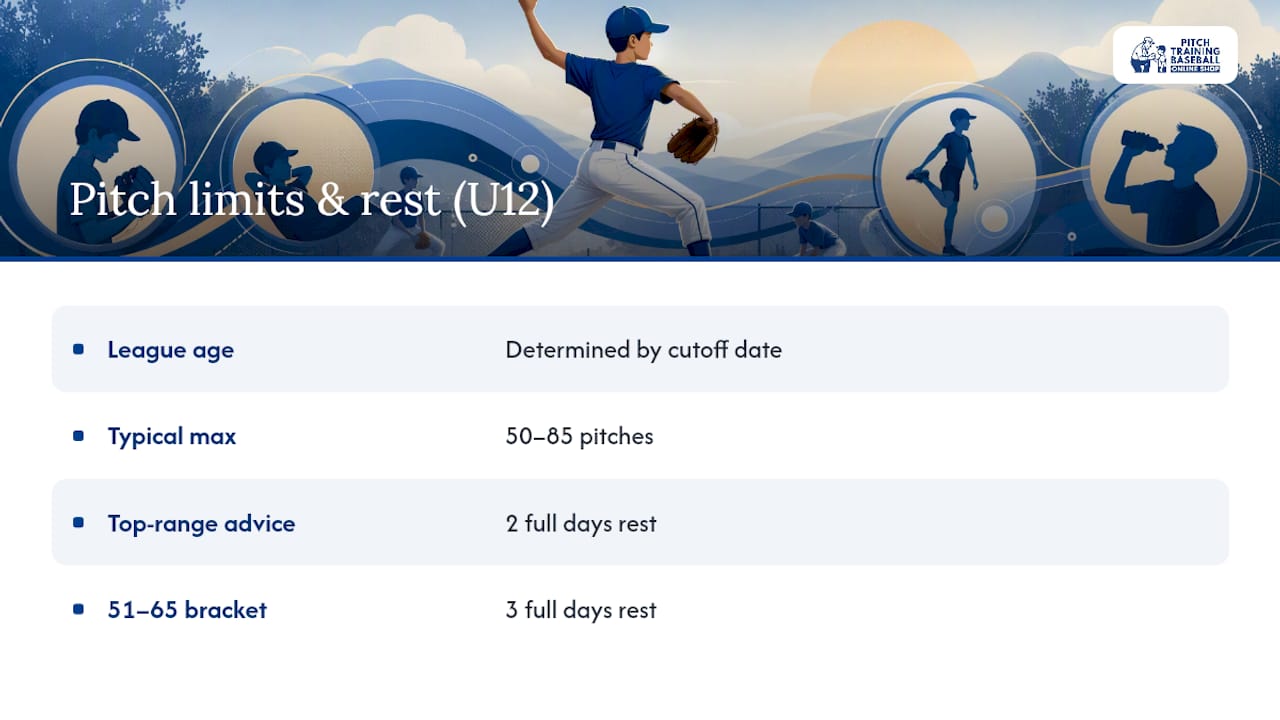 Diagram showing pitch counts and rest days by age