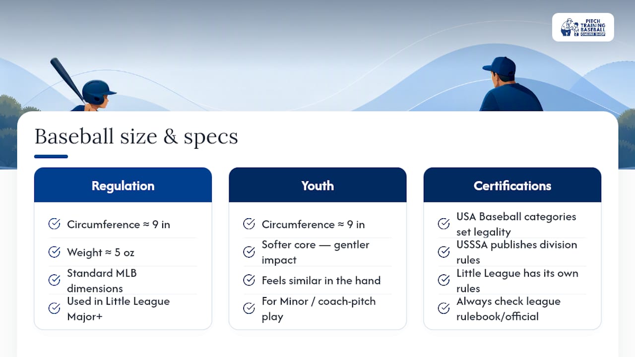Comparison of regulation and youth baseball standards