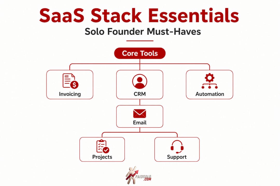 Hierarchy infographic of essential SaaS tool categories