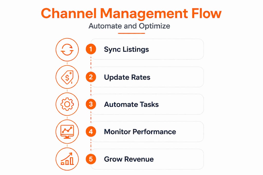 Vertical flow infographic of channel management steps