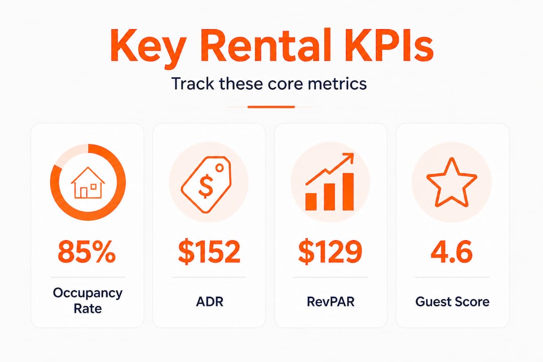 Infographic showing four key short-term rental KPIs