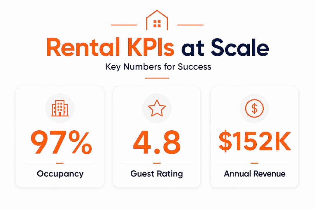 Infographic with rental management KPI statistics
