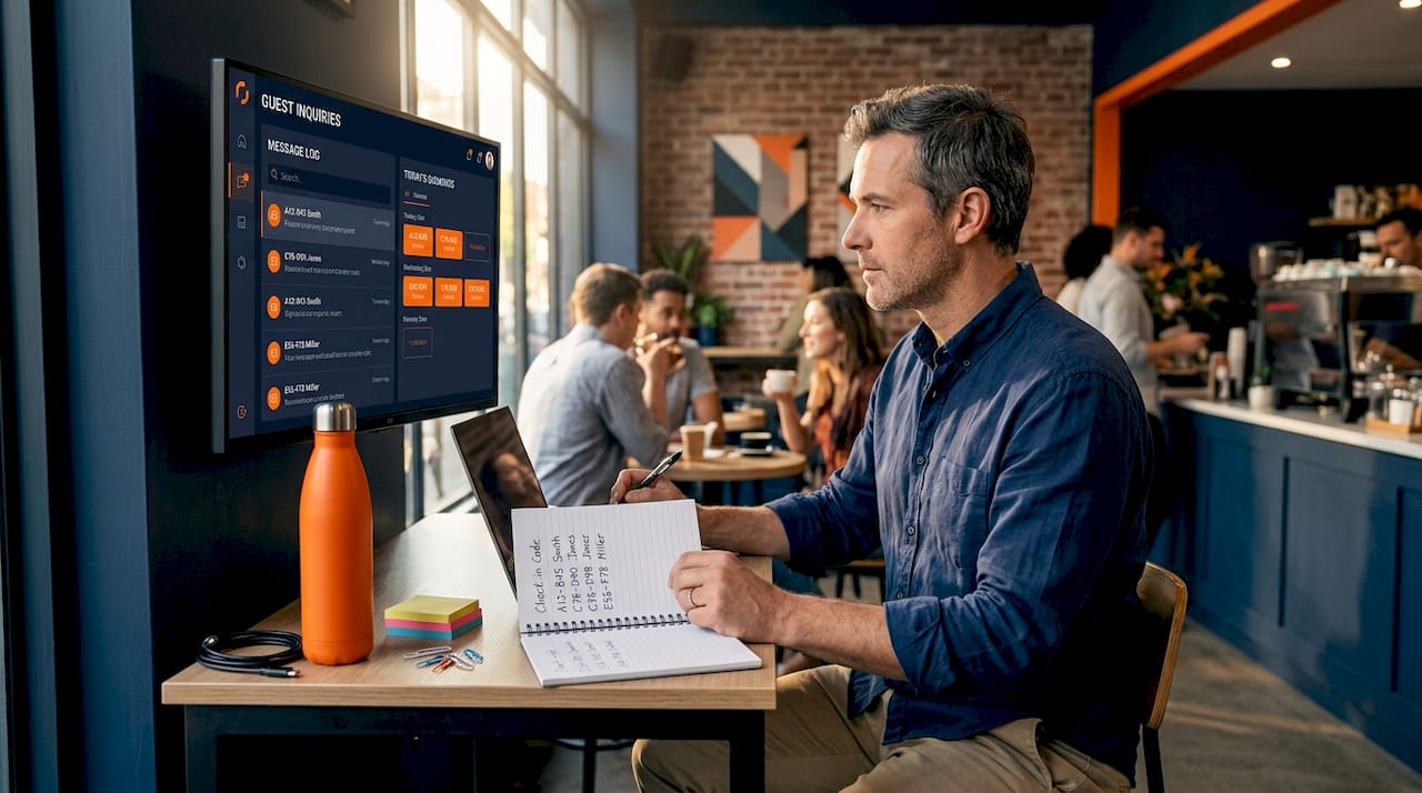 Manager automating guest messages in coworking space