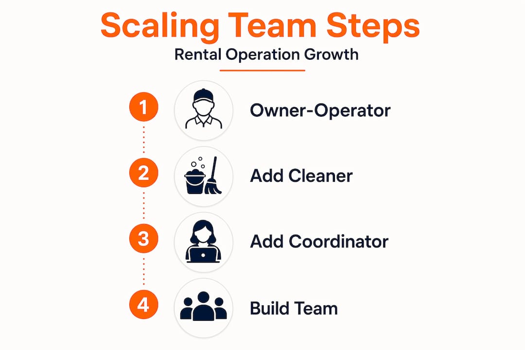 Vertical infographic of scaling rental staffing steps