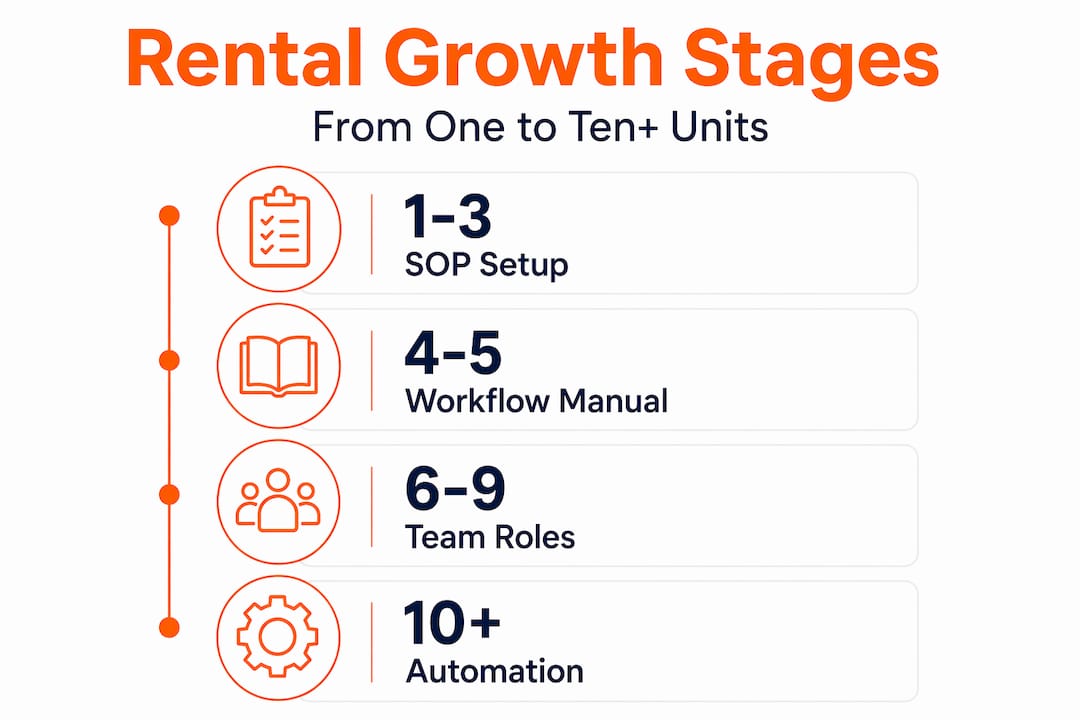 Infographic showing steps to scale rental portfolio