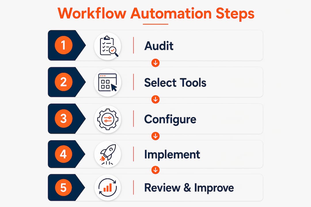 Infographic outlining steps to automate property workflows