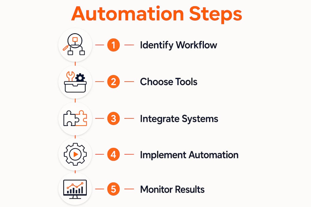 Infographic showing rental automation workflow steps