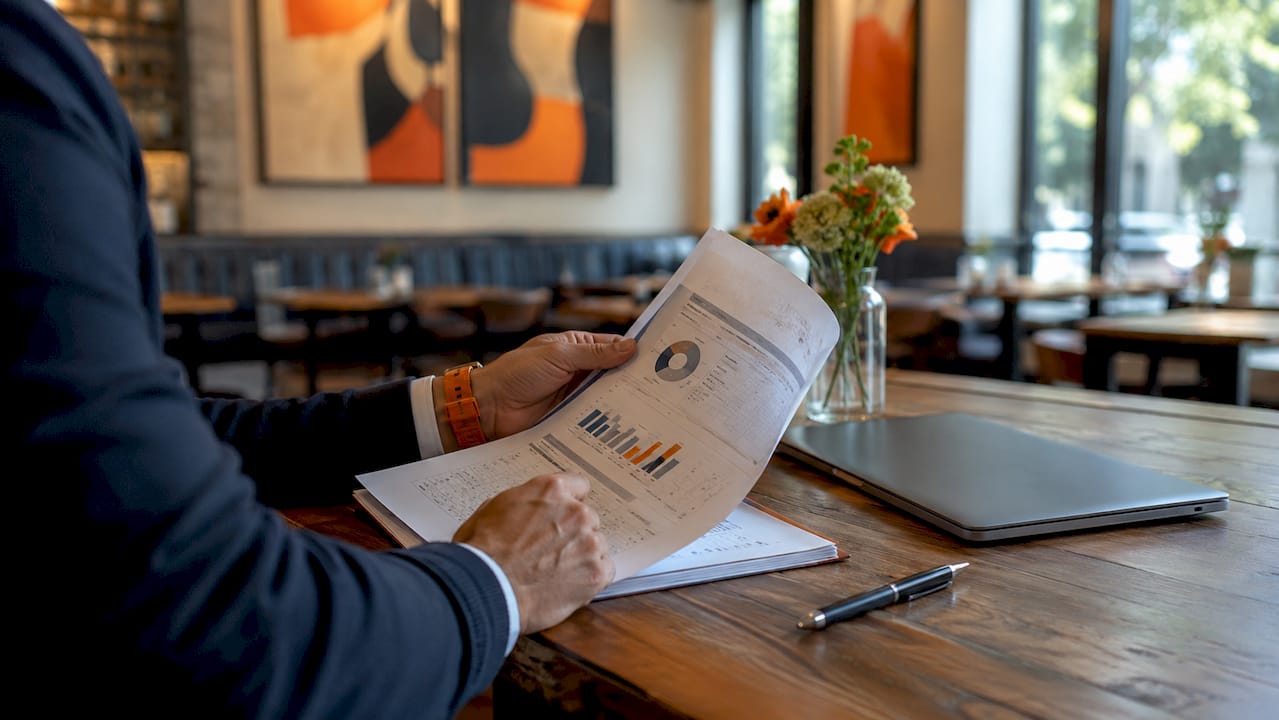 Hands reviewing monthly financial reports