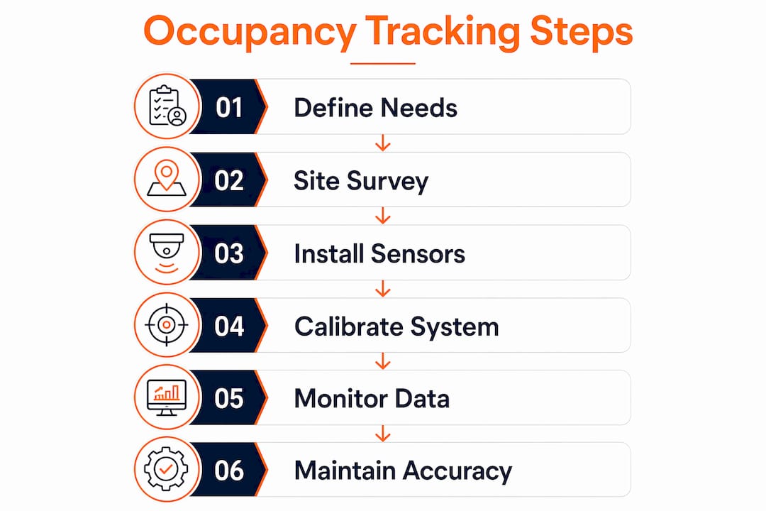 Infographic showing real-time occupancy tracking steps