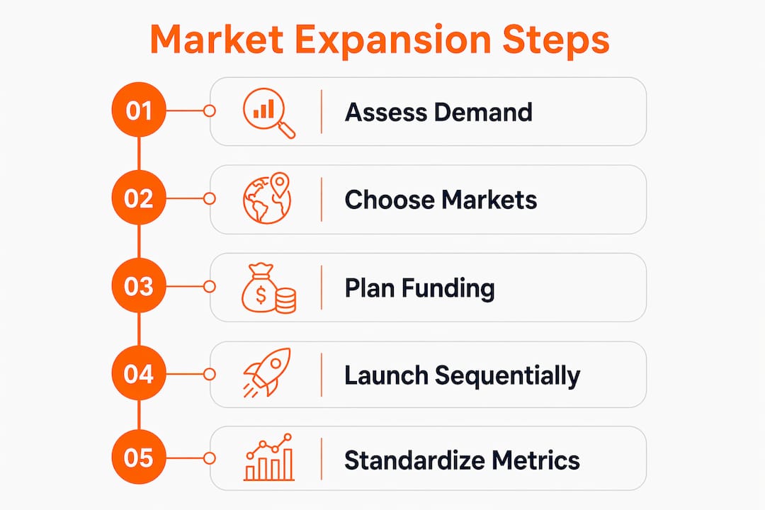 Infographic illustrating market expansion process steps