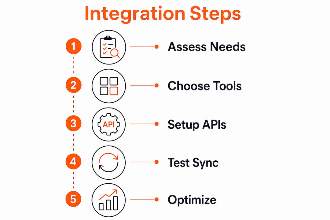 Infographic illustrating steps to integrate Airbnb and Vrbo data