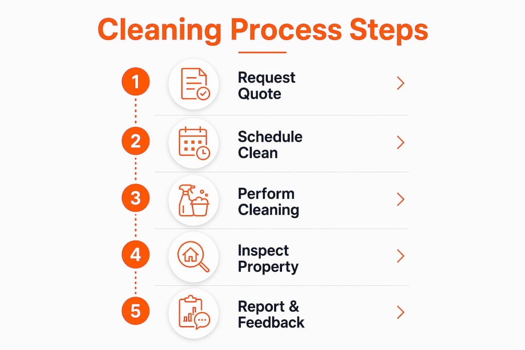 Infographic showing vacation rental cleaning process steps