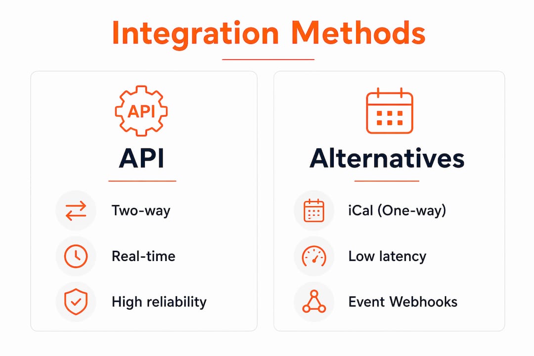 Infographic comparing rental channel integration methods