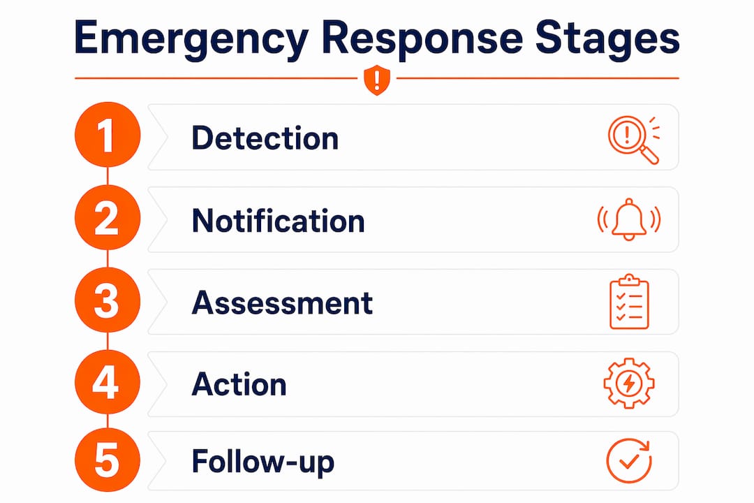 Infographic showing emergency response stages