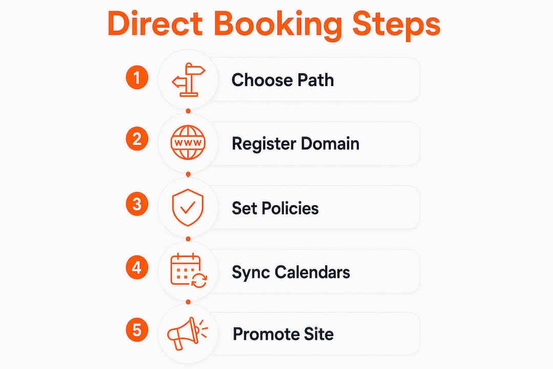 Infographic showing steps to setup direct booking site