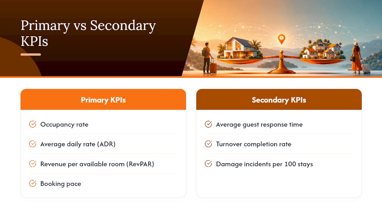 Dashboard infographic of vacation rental management KPIs