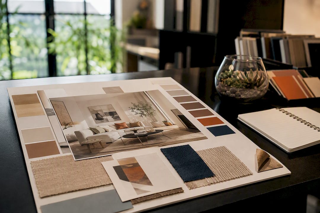 Moodboard with color swatches and accent samples