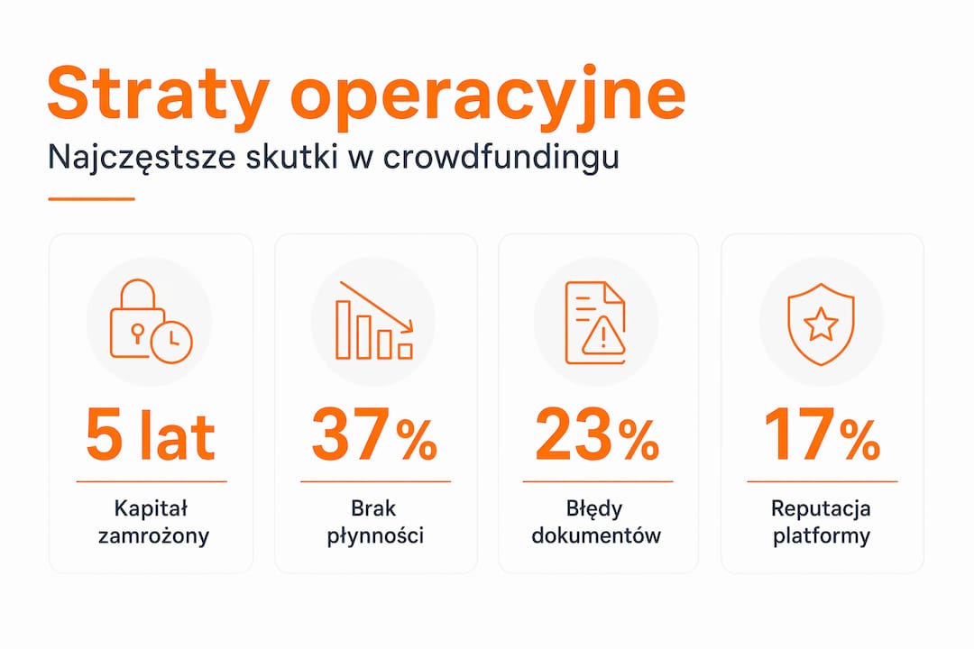 Infografika prezentująca straty operacyjne w crowdfundingu