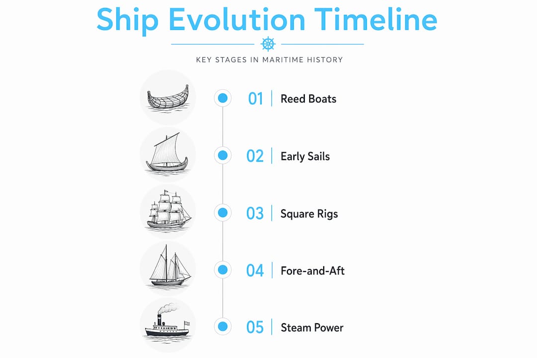 Timeline infographic of major ship types by era
