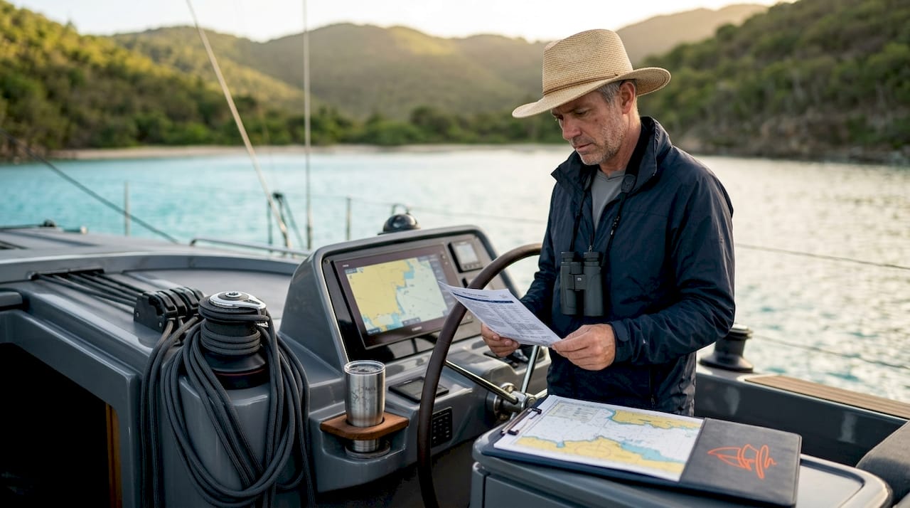 Sailor checks weather in British Virgin Islands