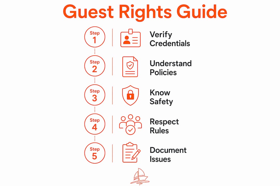 Infographic outlining 5 key yacht guest rights steps