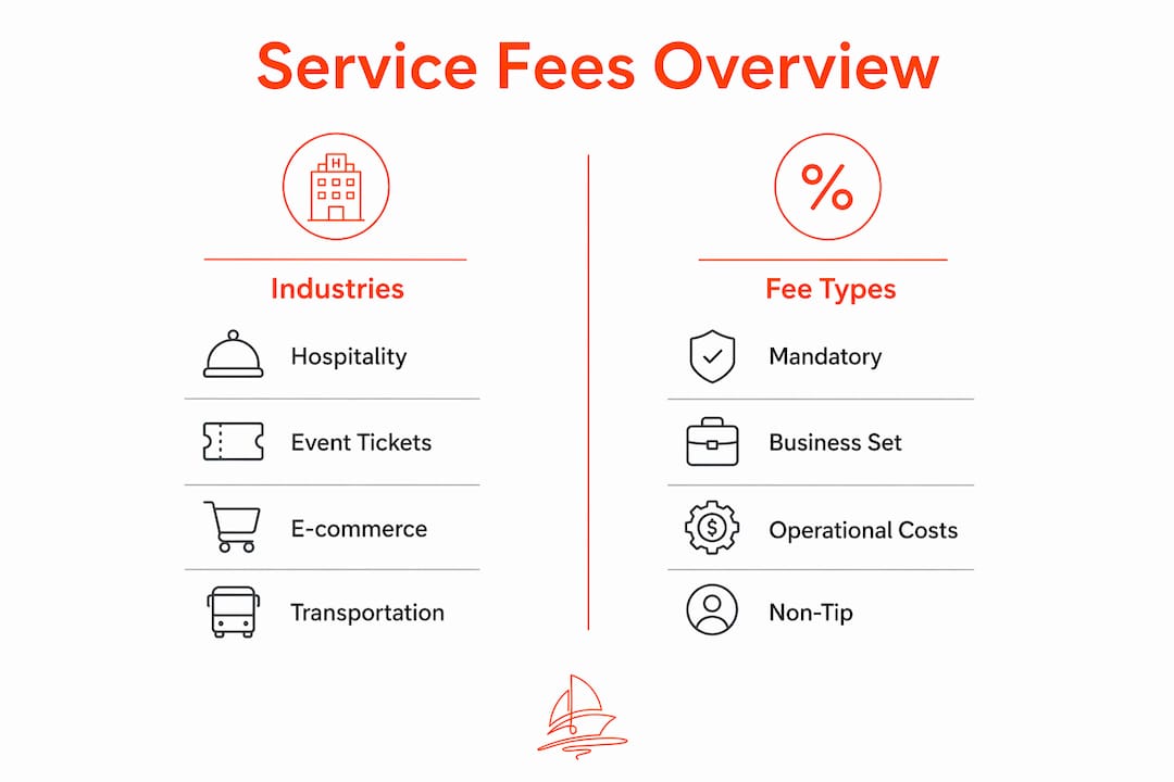 Infographic showing service fees by industry and type