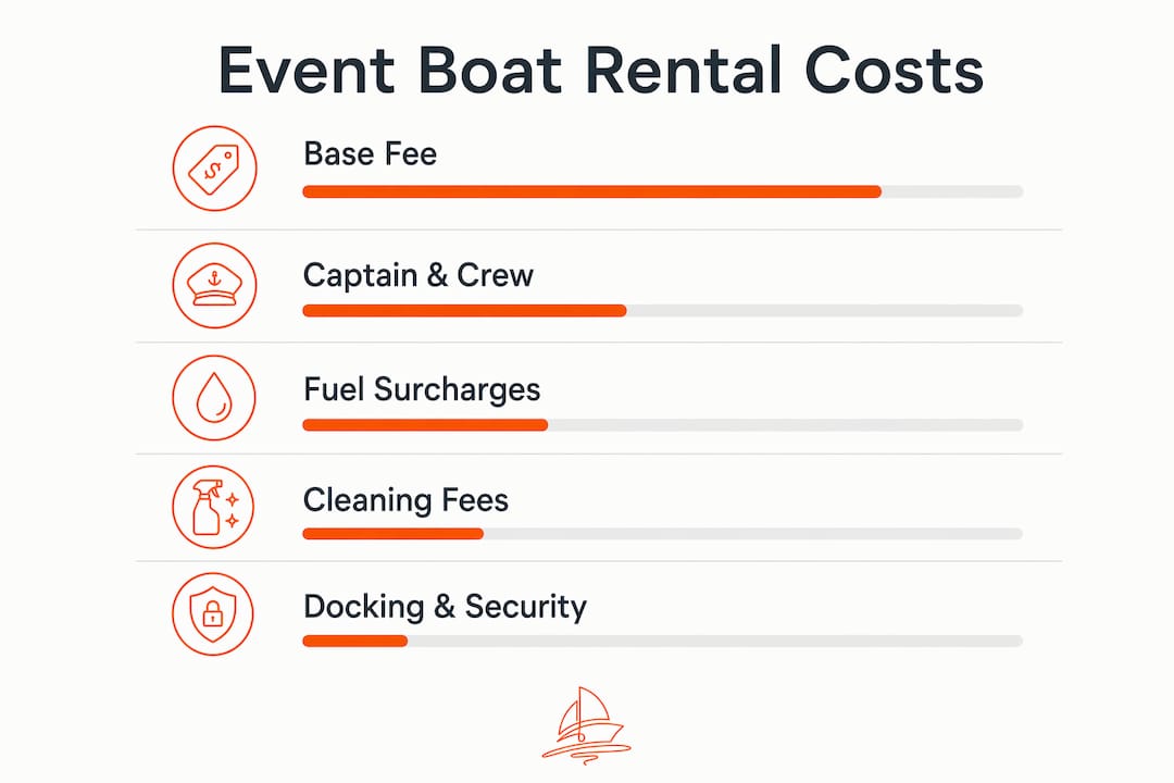 Infographic outlining event boat rental cost components