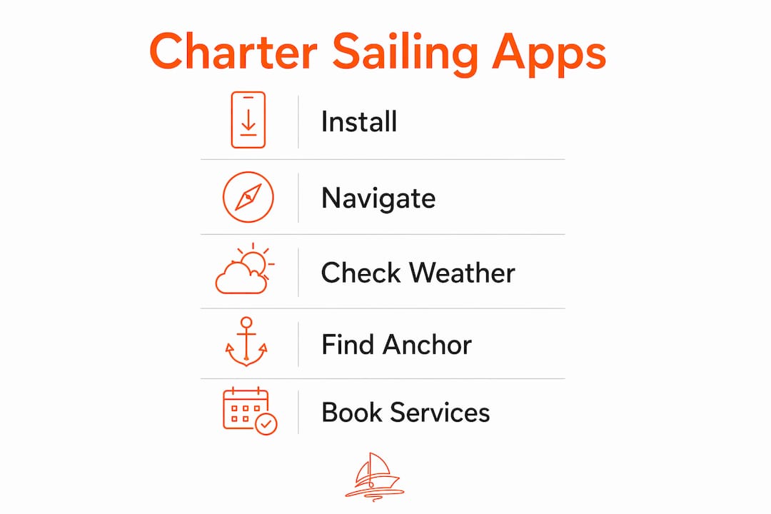 Infographic showing key steps for sailing app usage