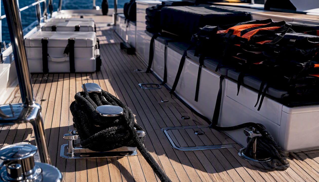 Yacht deck with gear and provisioning