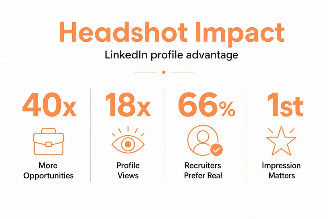 Infographic with LinkedIn headshot impact statistics