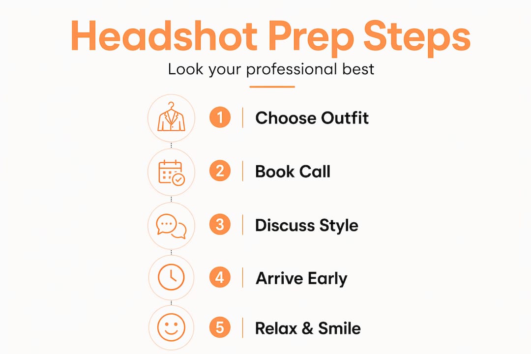 Infographic showing executive headshot preparation steps