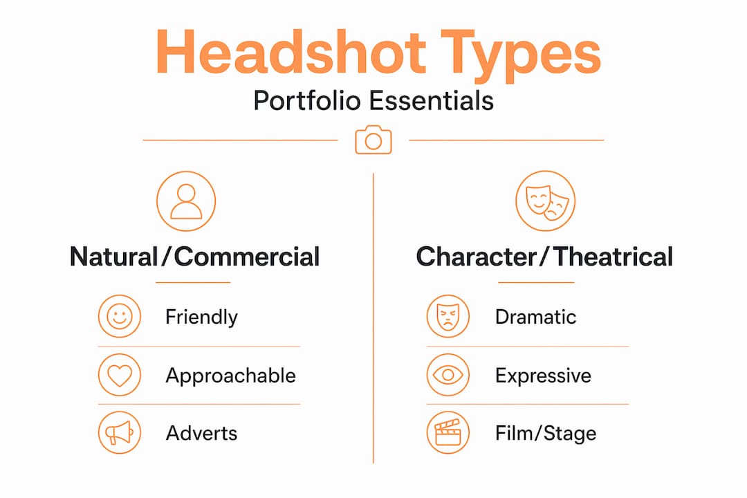 Infographic comparing types of actor headshots