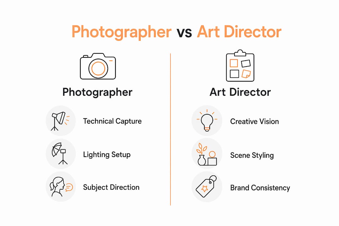Infographic comparing photographer and art director roles