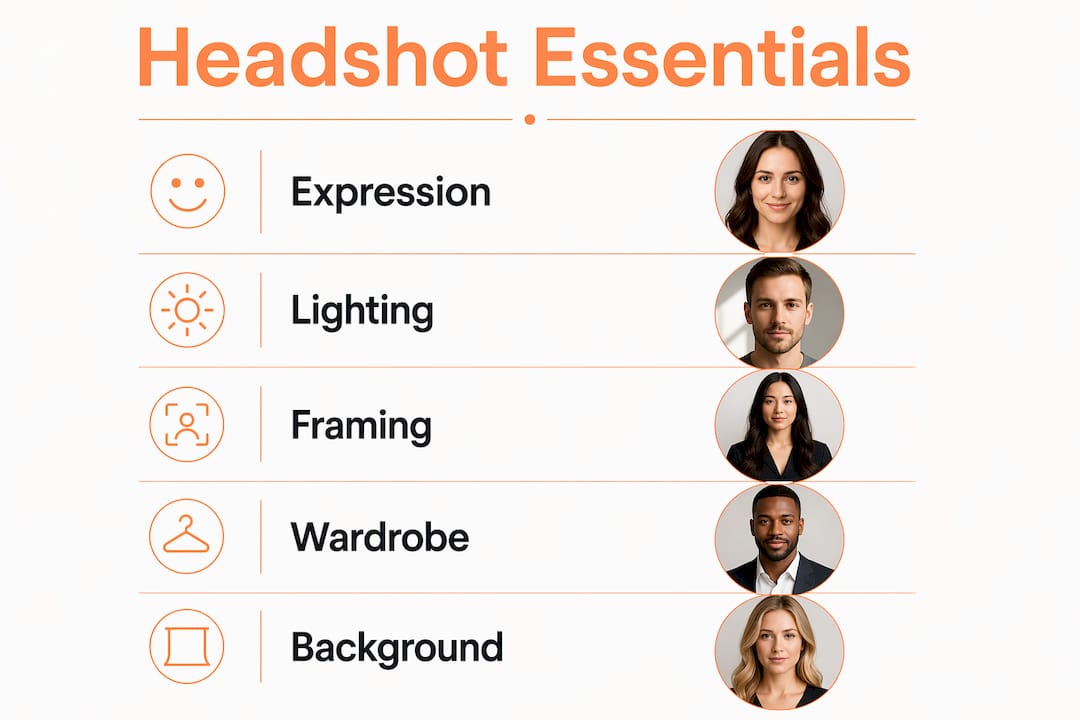Infographic illustrating key elements of professional headshots