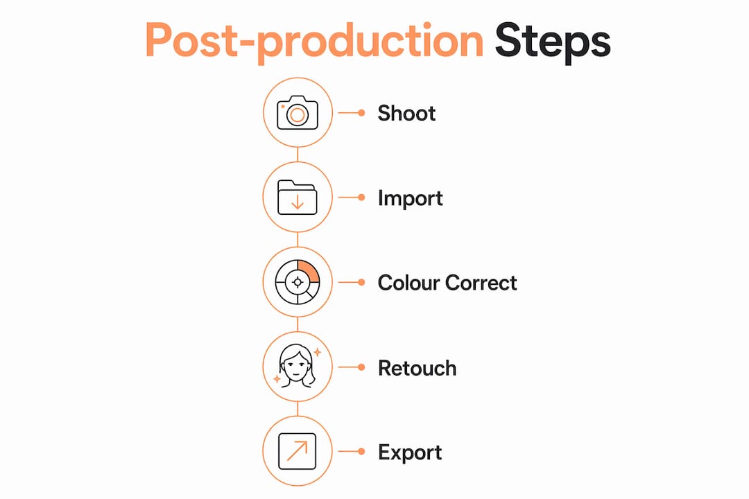 Infographic showing post-production workflow steps