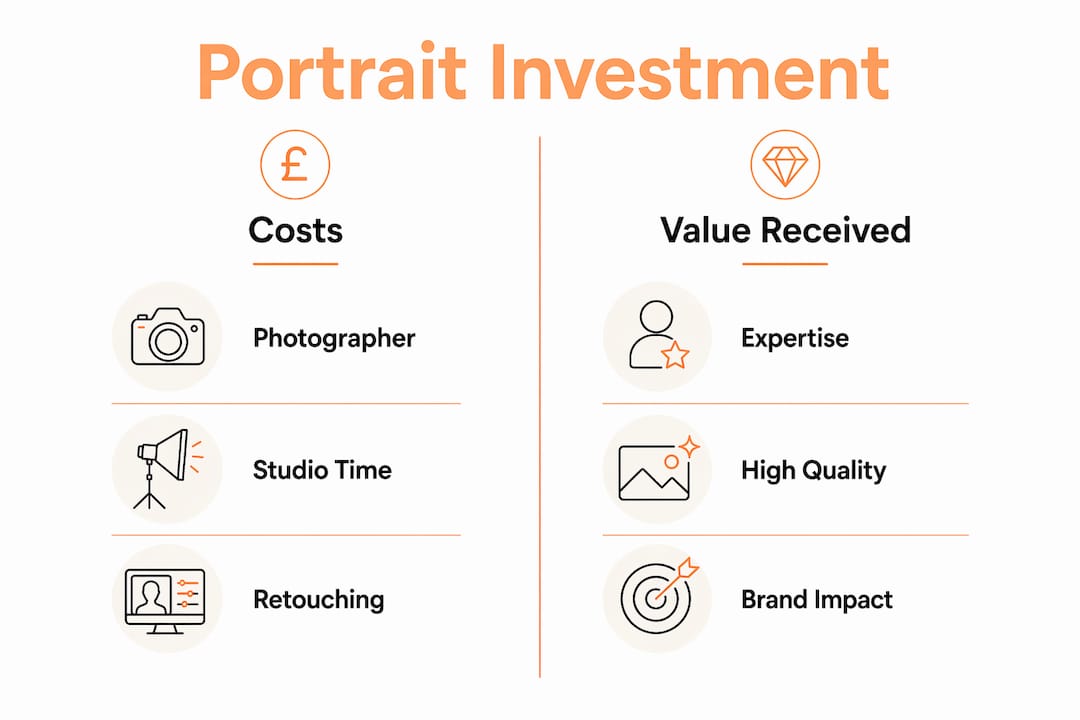 Infographic comparing professional portrait costs and value received