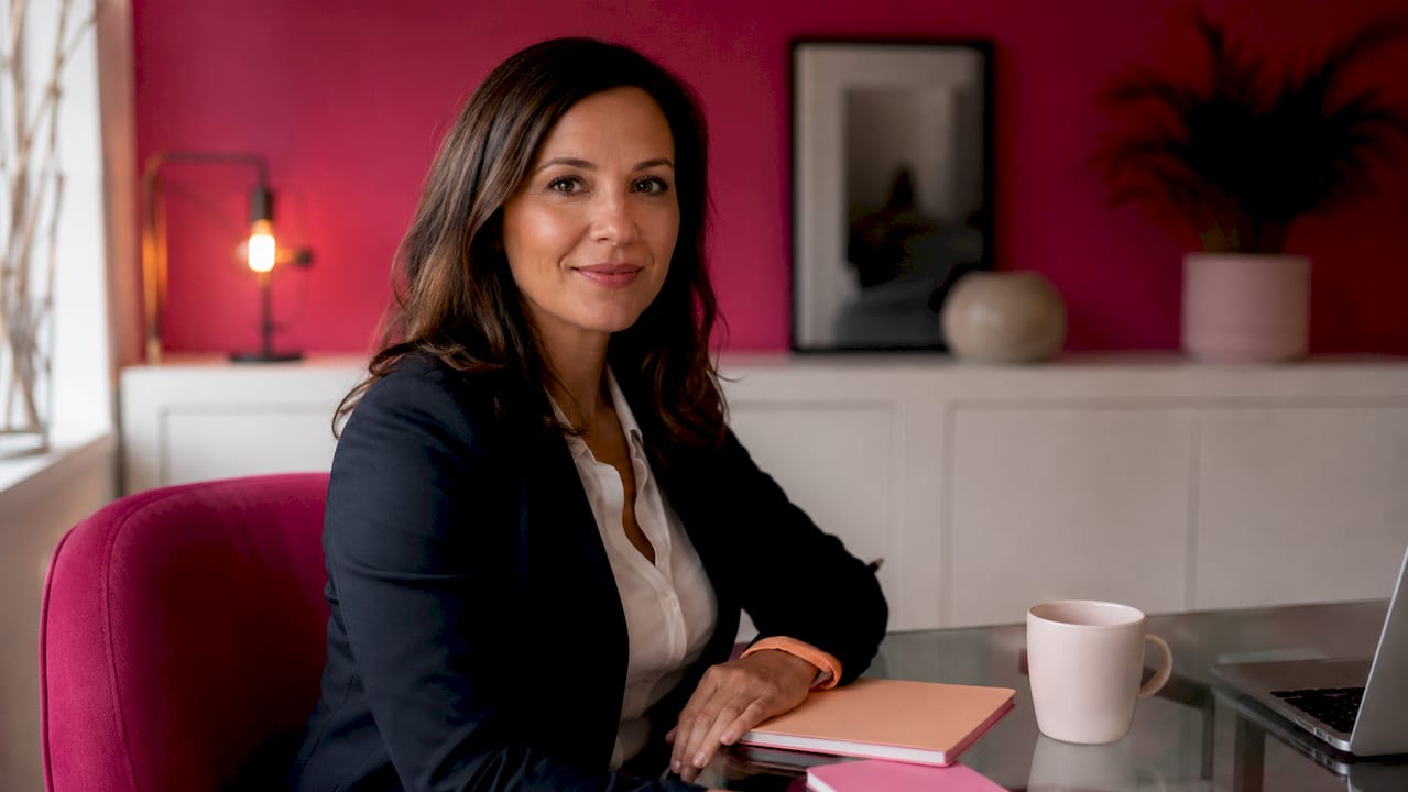 Woman with loop lighting in business portrait