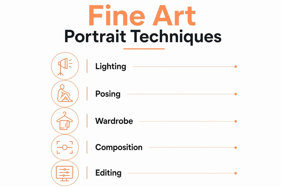 Infographic illustrating fine art portrait techniques